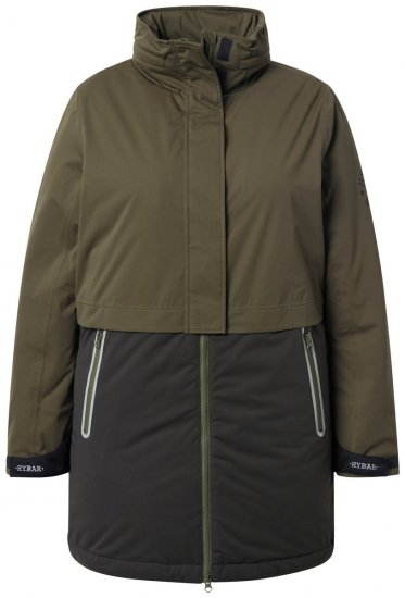 Ulla Popken 843480 Manteau technique HYPRAR bicolore à capuche Vert olive - Manteaux - Manteaux grande taille pour femme
