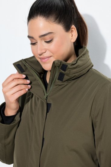 Ulla Popken 843480 Manteau technique HYPRAR bicolore à capuche Vert olive - Manteaux - Manteaux grande taille pour femme