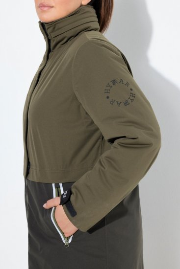 Ulla Popken 843480 Manteau technique HYPRAR bicolore à capuche Vert olive - Manteaux - Manteaux grande taille pour femme