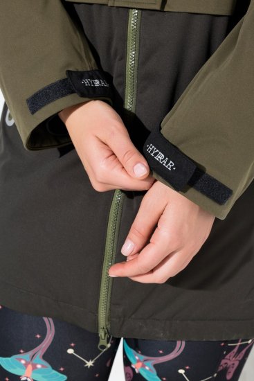 Ulla Popken 843480 Manteau technique HYPRAR bicolore à capuche Vert olive - Manteaux - Manteaux grande taille pour femme