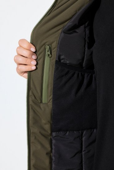 Ulla Popken 843480 Manteau technique HYPRAR bicolore à capuche Vert olive - Manteaux - Manteaux grande taille pour femme