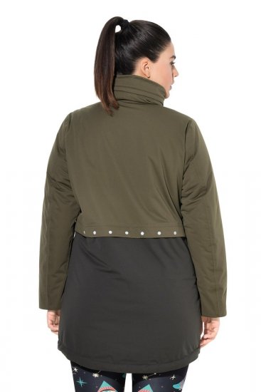 Ulla Popken 843480 Manteau technique HYPRAR bicolore à capuche Vert olive - Manteaux - Manteaux grande taille pour femme