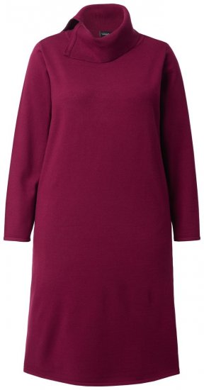 Ulla Popken 843627 Robe en maille à manches longues et col roulé Bordeaux - Robes midi - Robes mi-longues pour femmes rondes