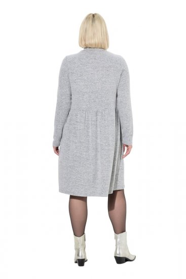 Ulla Popken 844233 Robe en maille à manches longues et col roulé Gris chiné - Robes en maille - 