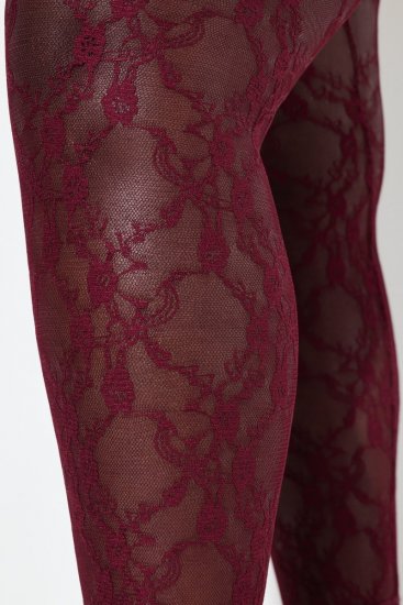 Ulla Popken 844543 Collant en dentelle Bordeaux - Collants & chaussettes - 