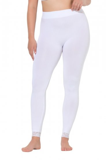 Ulla Popken 844563 Legging collant en dentelle Blanc - Collants & chaussettes - 