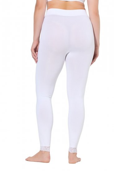 Ulla Popken 844563 Legging collant en dentelle Blanc - Collants & chaussettes - 