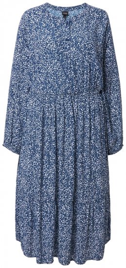 Ulla Popken 844594 Robe mi-longue fleurie Bleu marine - Robes midi - Robes mi-longues pour femmes rondes