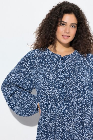 Ulla Popken 844594 Robe mi-longue fleurie Bleu marine - Robes midi - Robes mi-longues pour femmes rondes