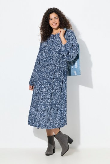 Ulla Popken 844594 Robe mi-longue fleurie Bleu marine - Robes midi - Robes mi-longues pour femmes rondes