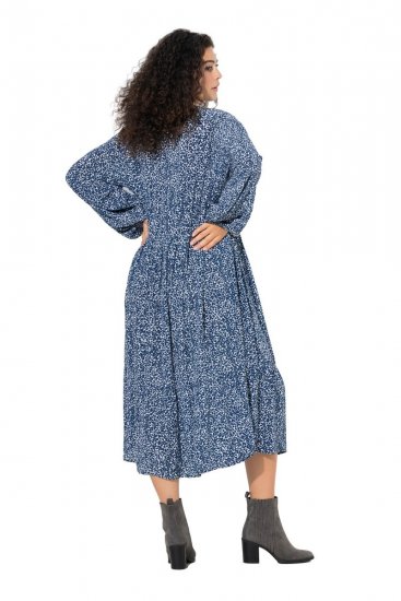 Ulla Popken 844594 Robe mi-longue fleurie Bleu marine - Robes midi - Robes mi-longues pour femmes rondes