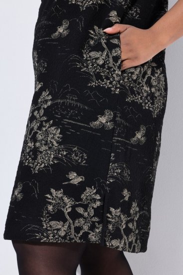 Ulla Popken 844739 Robe à manches 3/4 Noir - Robes midi - Robes mi-longues pour femmes rondes