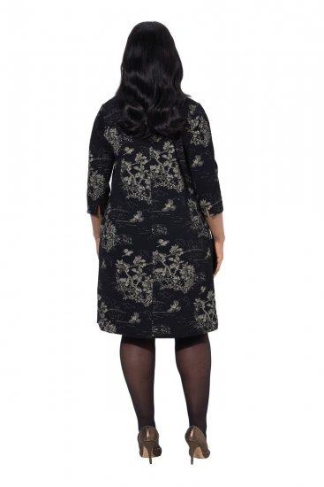 Ulla Popken 844739 Robe à manches 3/4 Noir - Robes midi - Robes mi-longues pour femmes rondes