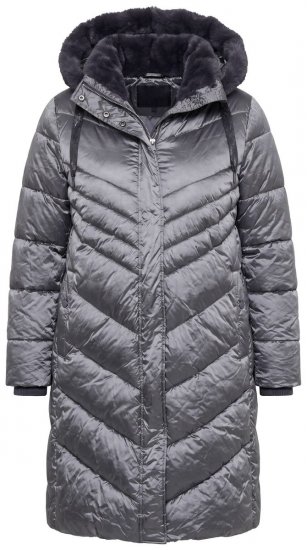 Ulla Popken 844764 Manteau matelassé HYPRAR à reflets métallisés Anthracite - Manteaux - Manteaux grande taille pour femme