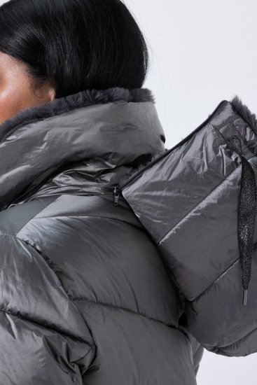 Ulla Popken 844764 Manteau matelassé HYPRAR à reflets métallisés Anthracite - Manteaux - Manteaux grande taille pour femme