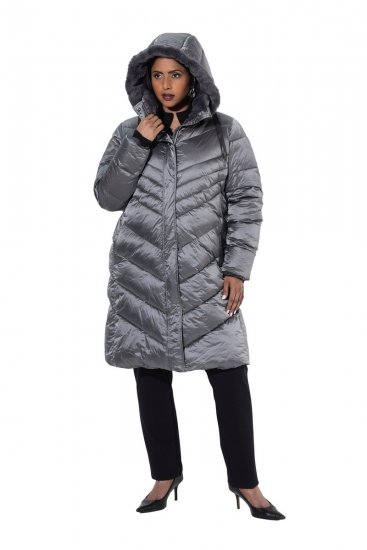 Ulla Popken 844764 Manteau matelassé HYPRAR à reflets métallisés Anthracite - Manteaux - Manteaux grande taille pour femme