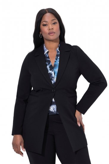 Ulla Popken 844842 Blazer en jersey Noir - Blazers - Vestes blazer pour femme, grandes tailles