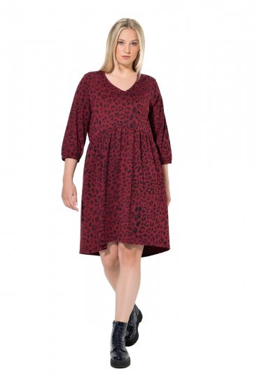 Ulla Popken 844945 Robe en jersey trapèze à col V Prune - Robes en jersey - 