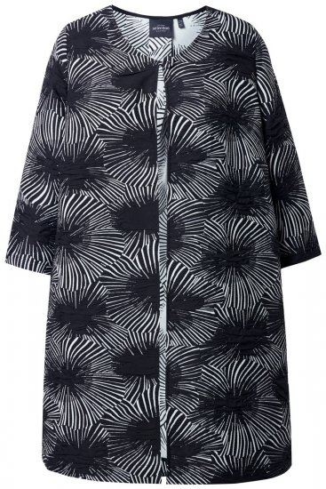 Ulla Popken 844981 Blazer texturé à col rond Noir - Blazers - Vestes blazer pour femme, grandes tailles