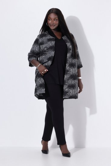 Ulla Popken 844981 Blazer texturé à col rond Noir - Blazers - Vestes blazer pour femme, grandes tailles
