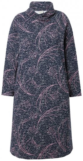 Ulla Popken 844993 Robe sweat imprimée Bleu marine - Robes sweat - 