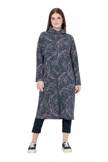 Ulla Popken 844993 Robe sweat imprimée Bleu marine - Robes sweat - 