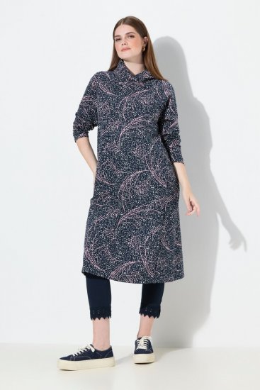 Ulla Popken 844993 Robe sweat imprimée Bleu marine - Robes sweat - 