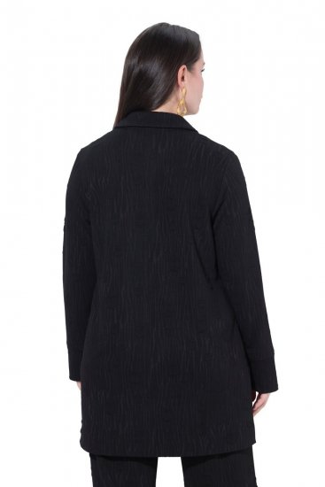 Ulla Popken 845026 Surchemise à texture zébrée Noir - Vestes - Vestes grande taille pour femme