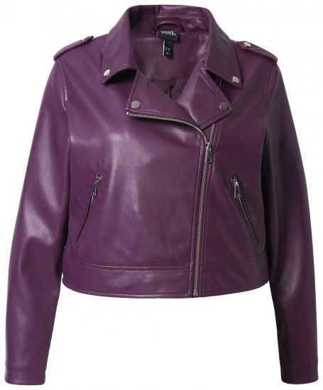 Ulla Popken 845121 Veste biker en similicuir Prune - Vestes - Vestes grande taille pour femme