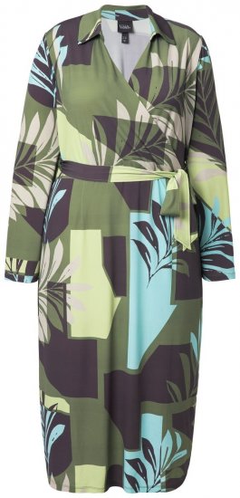 Ulla Popken 845122 Robe mi-longue imprimée à poches Turquoise - Robes midi - Robes mi-longues pour femmes rondes