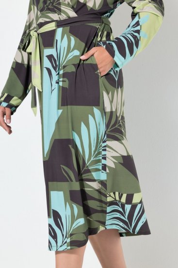 Ulla Popken 845122 Robe mi-longue imprimée à poches Turquoise - Robes midi - Robes mi-longues pour femmes rondes