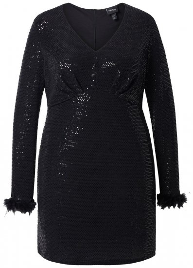 Ulla Popken 845145 Robe à sequins Noir - Robes de soirée - Robes de soirée en grandes tailles