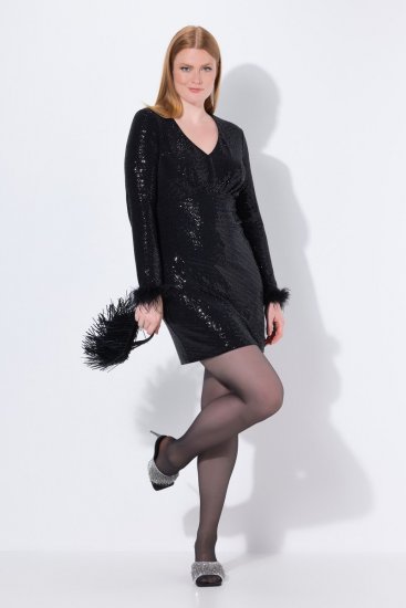 Ulla Popken 845145 Robe à sequins Noir - Robes de soirée - Robes de soirée en grandes tailles