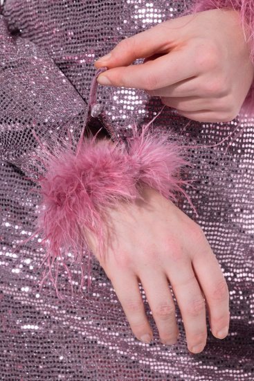 Ulla Popken 845145 Robe à sequins à col V Rose - Robes de soirée - Robes de soirée en grandes tailles