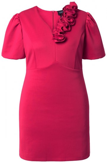 Ulla Popken 845148 Robe moulante fleurie Magenta - Robes - Des robes dans toutes les tailles