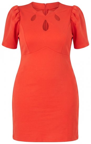 Ulla Popken 845150 Robe moulante à manches courtes Rouge - Robes - Des robes dans toutes les tailles
