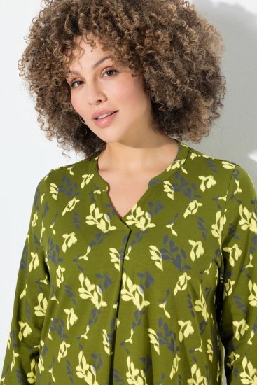 Ulla Popken 845190 Robe en jersey fleurie Turquoise - Robes en jersey - 