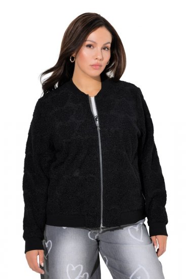 Ulla Popken 845262 Veste teddy Noir - Vestes - Vestes grande taille pour femme