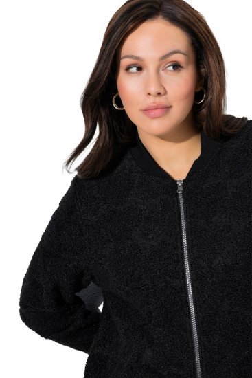 Ulla Popken 845262 Veste teddy Noir - Vestes - Vestes grande taille pour femme