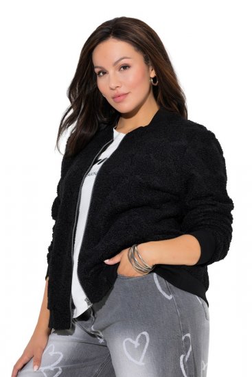 Ulla Popken 845262 Veste teddy Noir - Vestes - Vestes grande taille pour femme