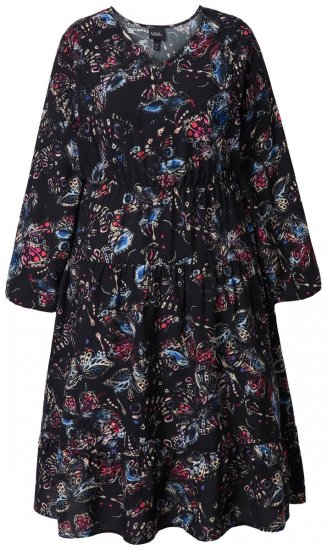 Ulla Popken 845287 Robe mi-longue imprimée Noir - Robes midi - Robes mi-longues pour femmes rondes