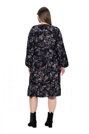 Ulla Popken 845287 Robe mi-longue imprimée Noir - Robes midi - Robes mi-longues pour femmes rondes