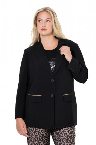 Ulla Popken 845336 Blazer stretch oversize à deux boutons Noir - Blazers - Vestes blazer pour femme, grandes tailles