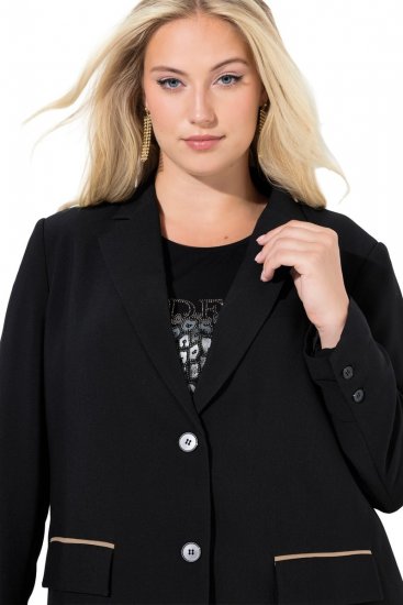 Ulla Popken 845336 Blazer stretch oversize à deux boutons Noir - Blazers - Vestes blazer pour femme, grandes tailles