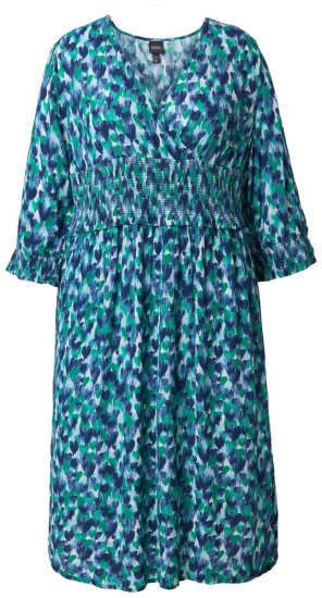 Ulla Popken 845360 Robe mi-longue imprimée Bleu clair - Robes midi - Robes mi-longues pour femmes rondes
