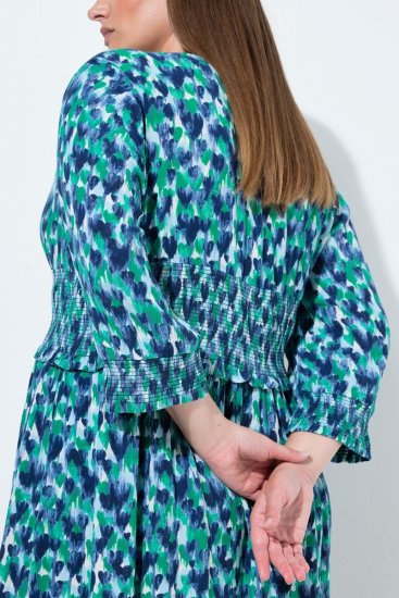 Ulla Popken 845360 Robe mi-longue imprimée Bleu clair - Robes midi - Robes mi-longues pour femmes rondes