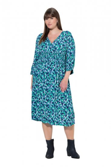 Ulla Popken 845360 Robe mi-longue imprimée Bleu clair - Robes midi - Robes mi-longues pour femmes rondes