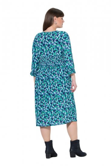 Ulla Popken 845360 Robe mi-longue imprimée Bleu clair - Robes midi - Robes mi-longues pour femmes rondes