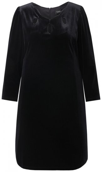 Ulla Popken 845573 Robe en velours à manches longues Noir - Robes de soirée - Robes de soirée en grandes tailles