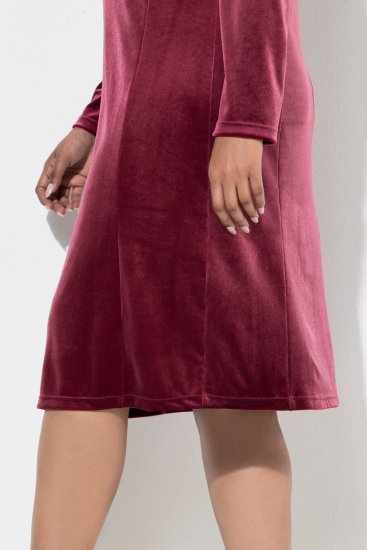 Ulla Popken 845573 Robe en velours à manches longues Bordeaux - Robes de soirée - Robes de soirée en grandes tailles